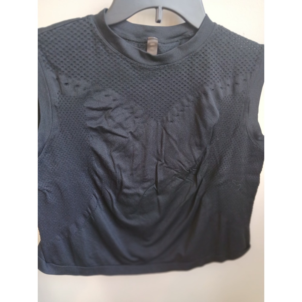 Varley Athletic Works Black Sleeveless Mesh Crop Top‎ Women's L XL
